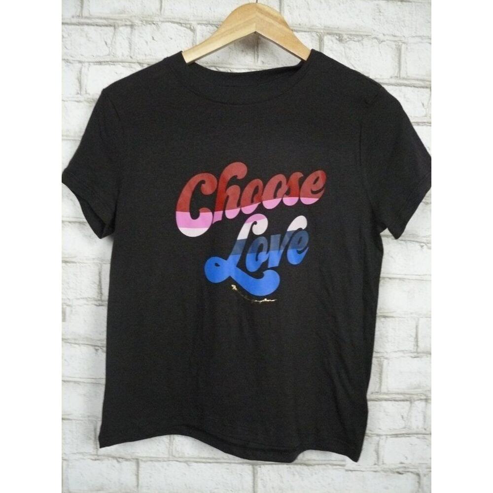 $48 Spiritual Gangster Black Choose Love Rainbow Short Sleeve Tee XS NEW